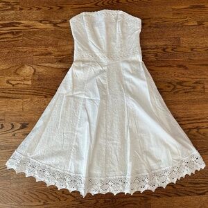 White House Black Market strapless white dress, size 4